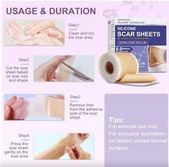 Silicone Scar Sheets Advanced Medical Silicone Scar Tape (1.6&Prime;x 60&Prime;Roll-1.5M 2pk