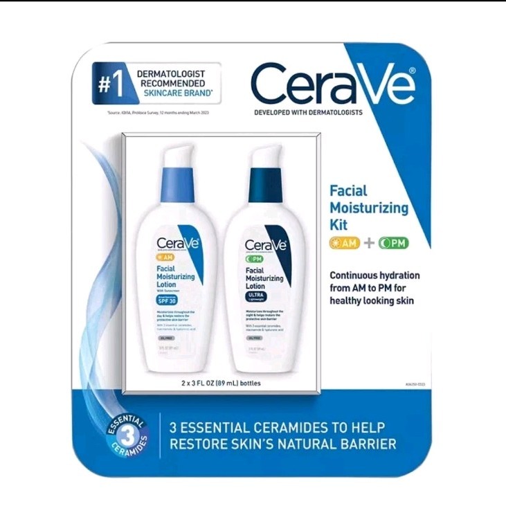 CeraVe AM PM Facial Moisturizing Lotion Kit 2 Pack x 3 oz SPF 30 Face Care