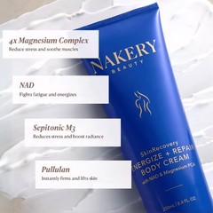 Nakery Beauty SkinRecovery Energize + Repair Body Cream NAD + Magnesium 8.4oz