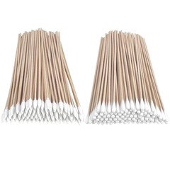 200 Pcs 6 Inch Long Cotton Swabs with Bamboo Sticks, 100 round Tip & 100 Precisi