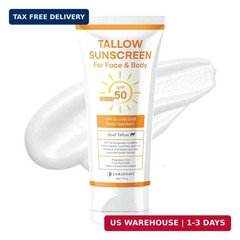 Beef Tallow Sunscreen SPF 50 with Mineral : Instant Sun Protection Non Nano Zinc