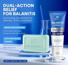 Balanitis Treatment for Men – Relieves Redness & Itching – Cream & Soap 2-Pc Kit