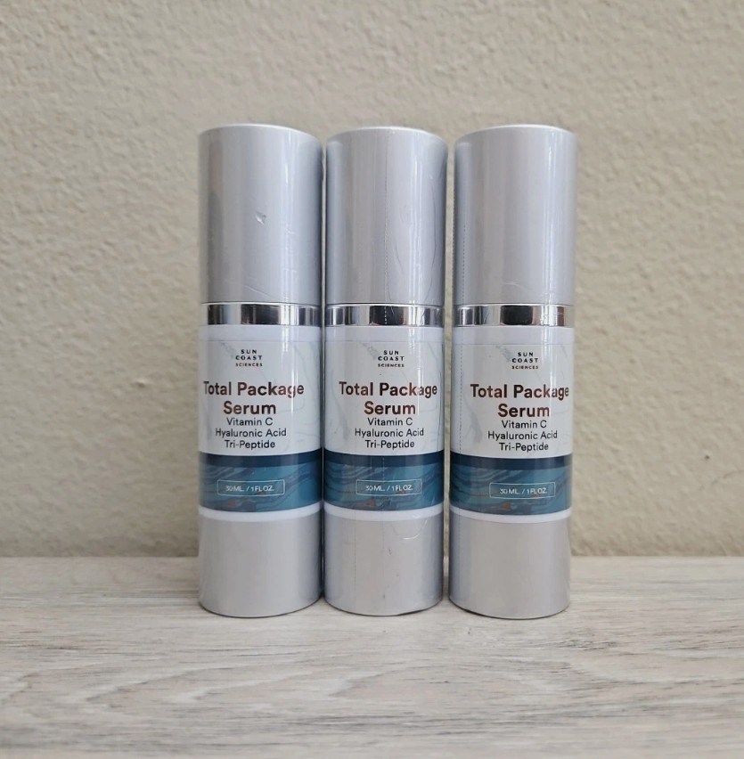 3pcs- Sun Coast Sciences TOTAL PACKAGE SERUM 1oz Vitamin C Hyaluronic Acid