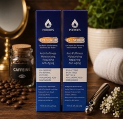 2 Pack Poeroes Eye Serum 8% Caffeine, 8% Retinol, Anti-Aging Roller. Exp 03/2029