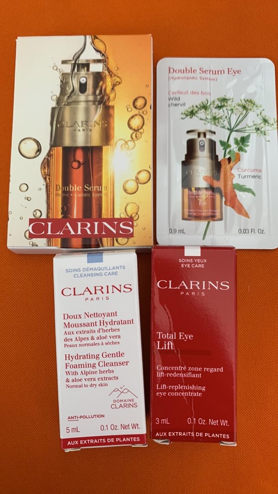 CLARINS Set FOAMING CLEANSER I Double Eye Serum I Total Eye Lift I Serum New Q68