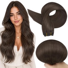 Hair Extensions Sew In Straight Weft 20 Inch Mocha Ash Brown Full Shine
