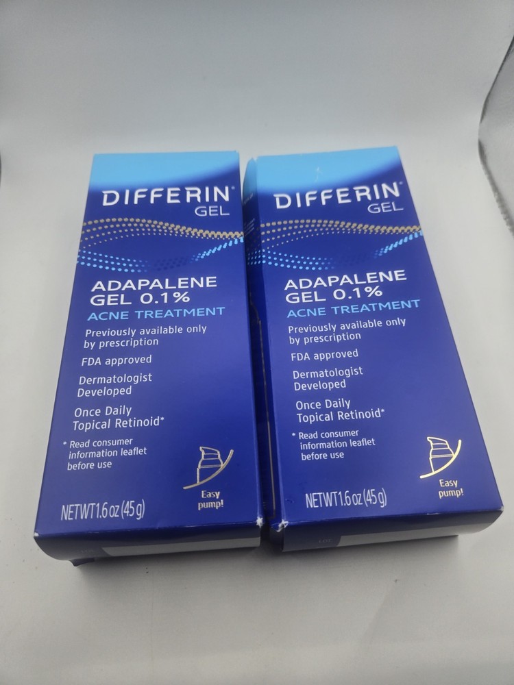 2 X Differin Gel .1% Adapalene Gel Acne Treatment – 1.6 oz / 45 g EA. EXP 1/29