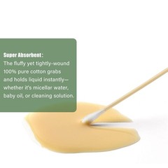 MONCOM 500 Count Double Round Thick Tips Cotton Swabs, Strong bamboo sticks | Fu