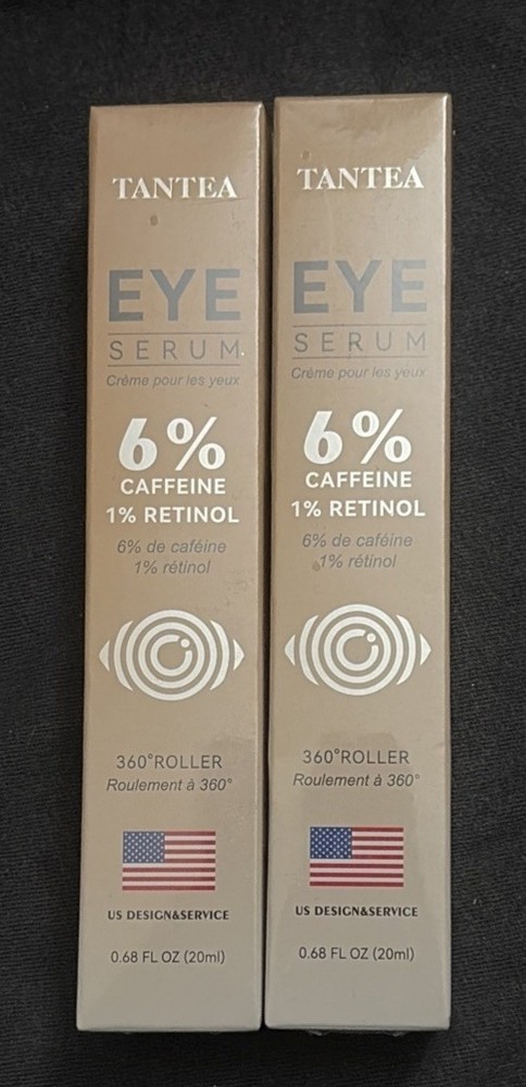 2X NIB TANTEA Eye Serum 6% Caffeine 1% Retinol 360 Degree Roller 0.68oz Exp 1/28