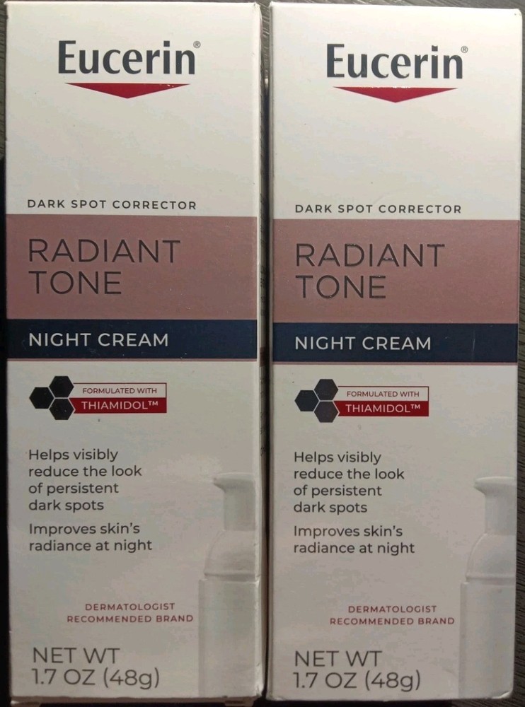 2 EUCERIN DARK SPOT CORRECTOR RADIANT TONE NIGHT CREAM WITH THIAMIDOL!! 1.7oz X2