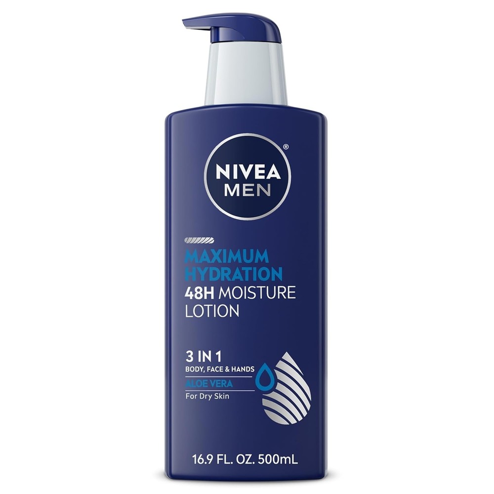 MEN Maximum Hydration 3-in-1 Body Lotion with Aloe Vera, for Dry Skin, 16.9 Oz