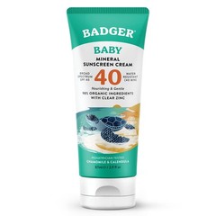 Badger Mineral Baby Sunscreen Cream SPF 40, 98% Organic 2.9 Fl Oz (Pack of 1)
