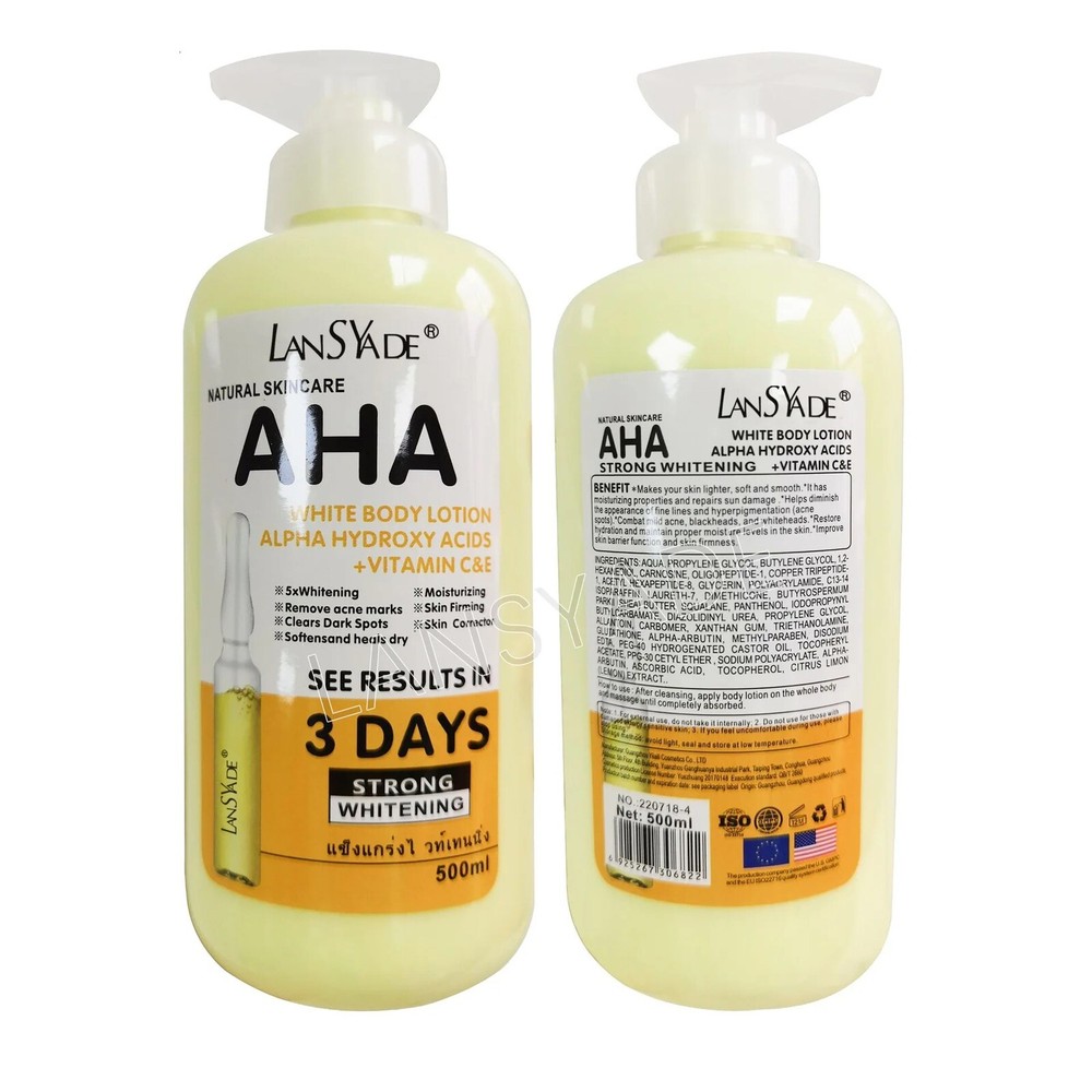 AHA Strong Brightening Body Cream Hydroxy Acid Vitamin C Whitening 500ml USA