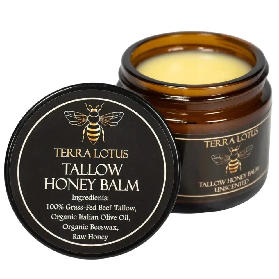 NEW! Terra Lotus ORGANIC Beef Tallow Balm Raw Honey Citrus Moisturizing Cream-+