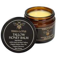 NEW! Terra Lotus ORGANIC Beef Tallow Balm Raw Honey Citrus Moisturizing Cream-+-