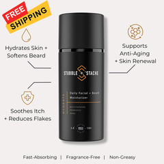 stubble & stache Face Moisturizer for Men – Anti-Aging 3.4 Fl Oz (Pack of 1)