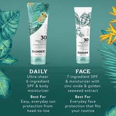 Badger Mineral Daily Sunscreen with Zinc Oxide, SPF 30, Lightweight & Easy to