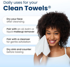 Clean Skin Club Clean Towels XL™, 100% USDA Biobased Face Towel, Disposable 50Ct