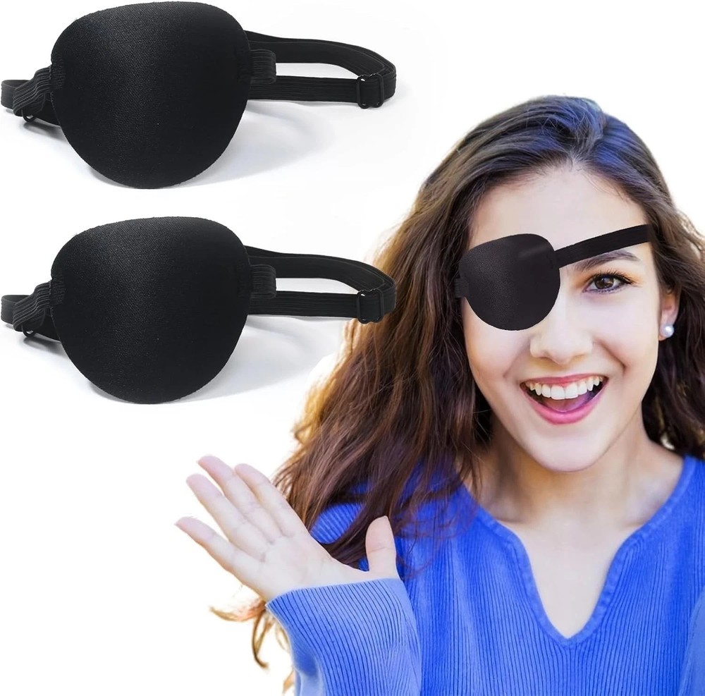 2PCS Adjustable Lazy Eye Patch Left Right Adult Kids Amblyopia Strabismus Black