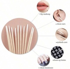 500pc Single Tip Wooden Cleaning Sticks Manicure – Applying Glue – Small Head