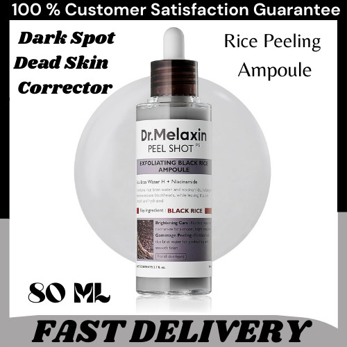 Dr Melaxin Black Rice Peeling Ampoule AHA BHA Niacinamide Exfoliating 80ml