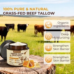Beef Tallow for Skin – Organic and Honey Balm 2 Fl Oz (Pack of 1)