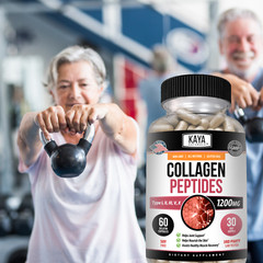 COLLAGEN PEPTIDES Types I, II, III, V, X 1200mg Acido Hialuronico Capsules