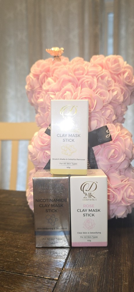 24K Cosmetics Clay Mask Stick Set Rose Turmeric Nicotinamide, Face Detox