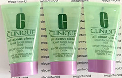 3 X Clinique All About Clean Liquid Facial Soap Mild Dry Combination 1oz/30ml/ea
