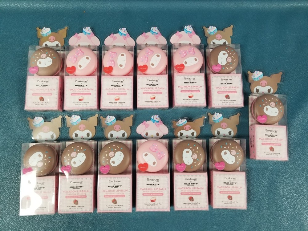 Lot of 13 New The Creme Shop X Hello Kitty Chocolate/Red Velvet Macaron Lip Balm