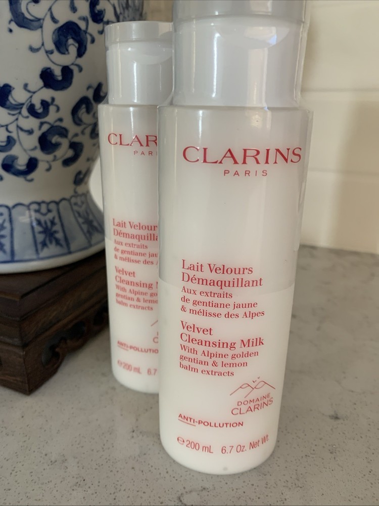 2 CLARINS VELVET CLEANSING MILK ALPINE GENTIAN LEMON BALM EXTRACTS 6.7OZ SEALED