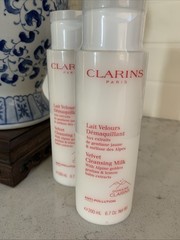 2 CLARINS VELVET CLEANSING MILK ALPINE GENTIAN LEMON BALM EXTRACTS 6.7OZ SEALED