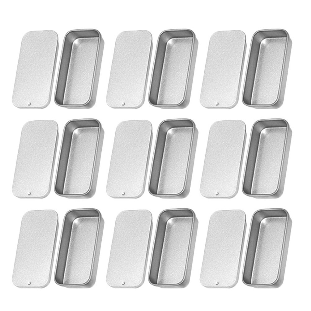 18 Pcs Tinplate Candy Cases with Lids Empty Rectangular Metal Storage Tins