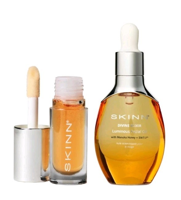 SKINN Divine Elixir Luminous Facial Oil 1 fl oz + Lip Oil .17 fl oz- New Sealed