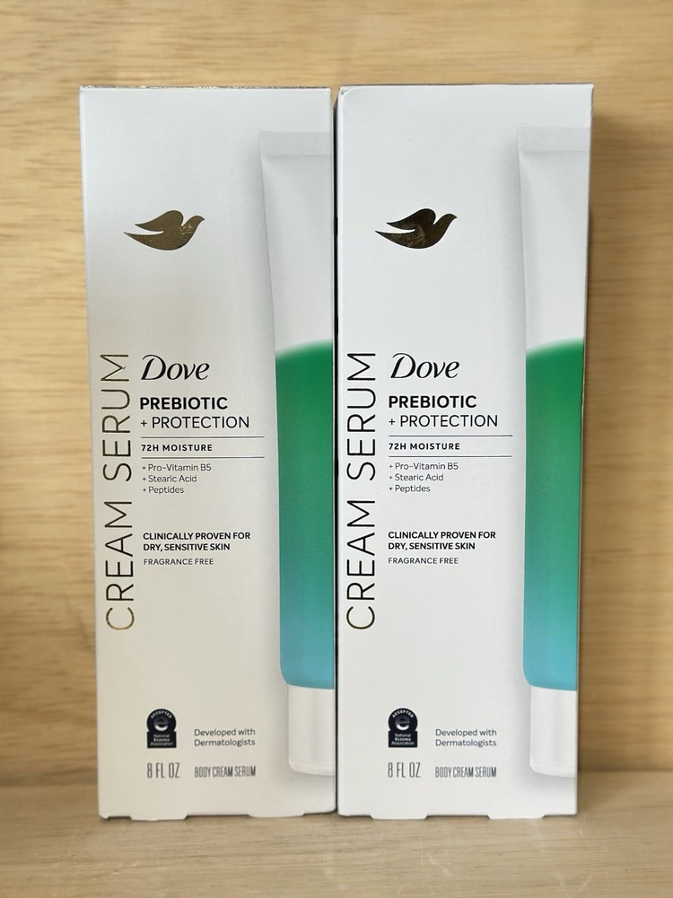 Lot Of 2 Dove Body Cream Serum Prebiotic + Hyaluronic 8 Oz Each. (Sealed