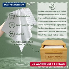 WOWOTEX Bamboo Viscose Disposable Face Towel Biodegradable Large Dry Face Wipes