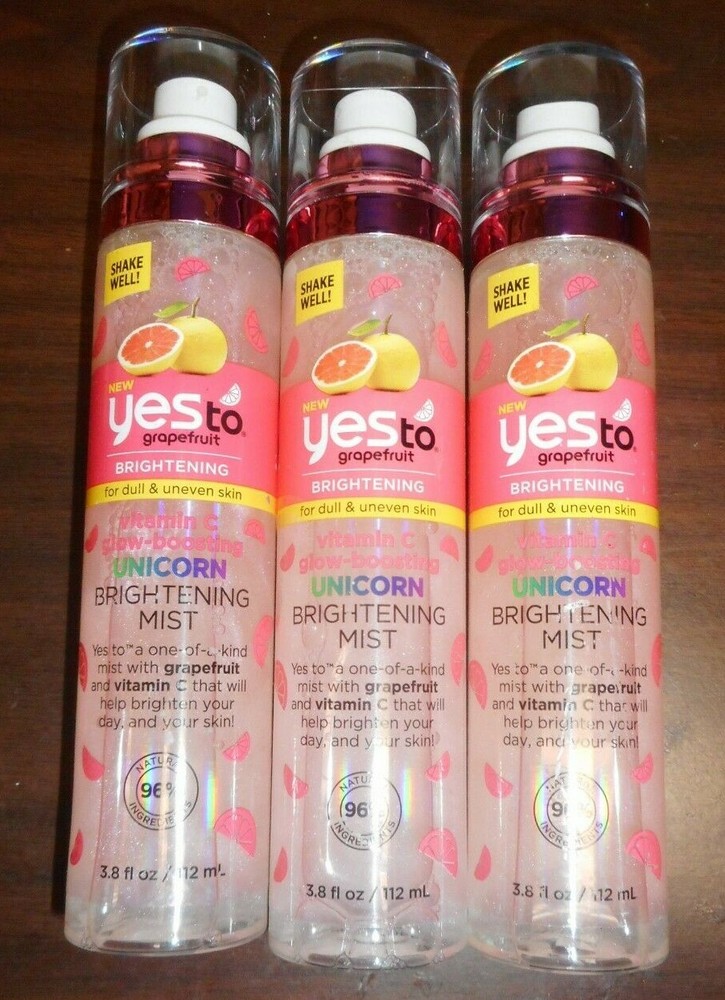 LOT OF 3 YES TO GRAPEFRUIT UNICORN BRIGHTENING MIST 3.8oz EACH
