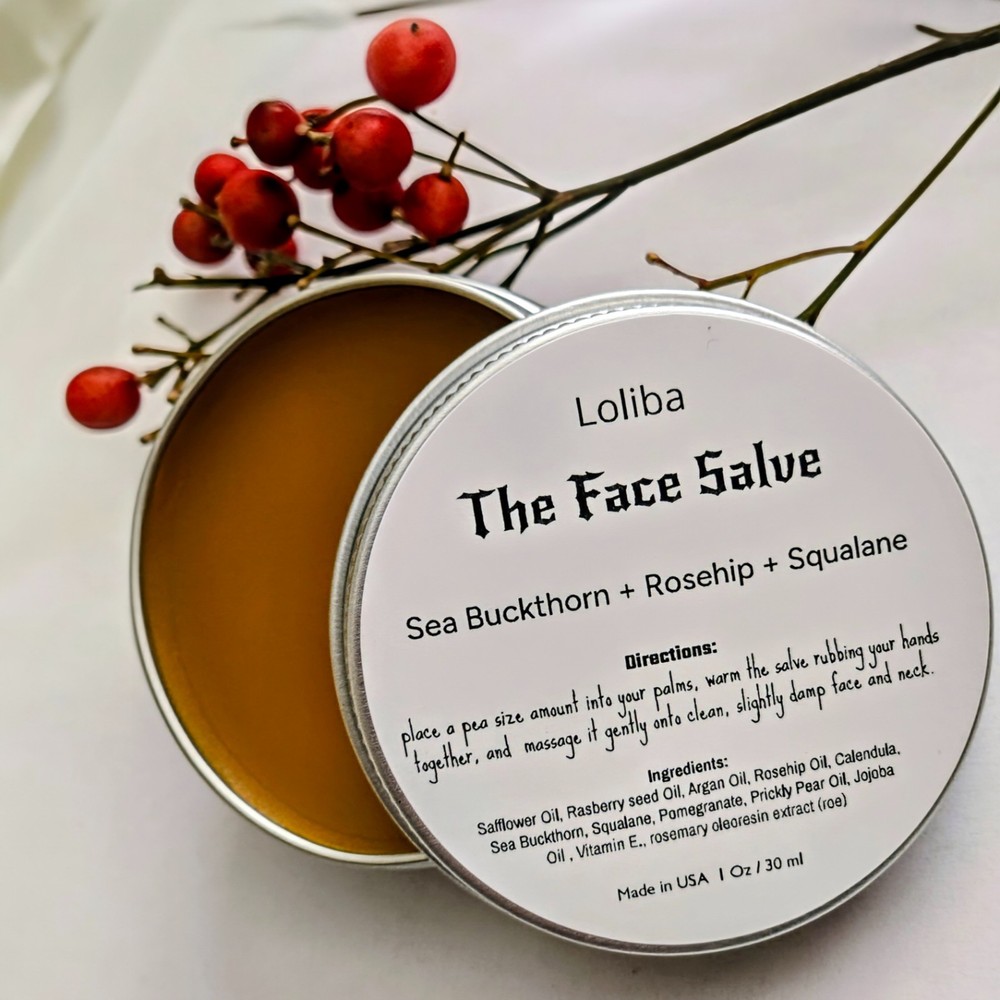 Sea Buckthorn Face Salve, Face Serum with Botanical extracts, Rosehip Oil 1 oz