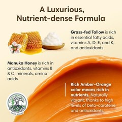 Manuka Honey Frankincense Tallow Balm, Handmade Grass-Fed Beef Tallow, Hydrating