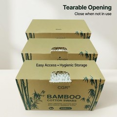 1050pcs CGR Organic cotton Swabs, 100% Cotton Double-Tipped, Bamboo…