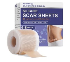 Silicone Scar Sheets Advanced Medical Silicone Scar Tape (1.6&Prime;x 60&Prime;Roll-1.5M 2pk