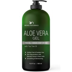 Aloe vera Gel 16.9 fl oz with Manuka Honey Stem Cell Tea Tree Oil for Sunburn