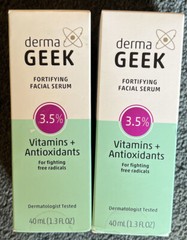 LOT OF 2- Derma Geek Fortifying Facial Serum 3.5% Vitamins + Antioxidants 1.3oz