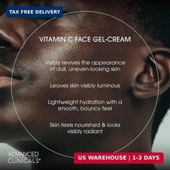 Advanced Clinicals Brightening Vitamin C Face Cream Gel With Niacinamide + Hyalu