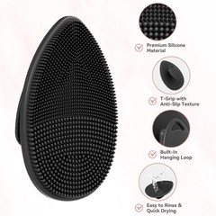 Silicone Face Scrubber 2 Pack, Manual Facial Cleansing Brush for Black & Pink