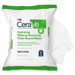 CeraVe Makeup Remover Wipes, Plant Based Face 1 Count (Pack of 25), GREEN