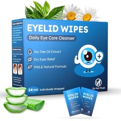 14PCS Tea Tree Oil for Itchy & Dry Eyes, Pre-Moistened Wipes for Styes & Blep…