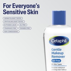 Cetaphil Gentle Waterproof Makeup Remover, 6 Fl Oz (Pack of 1), white
