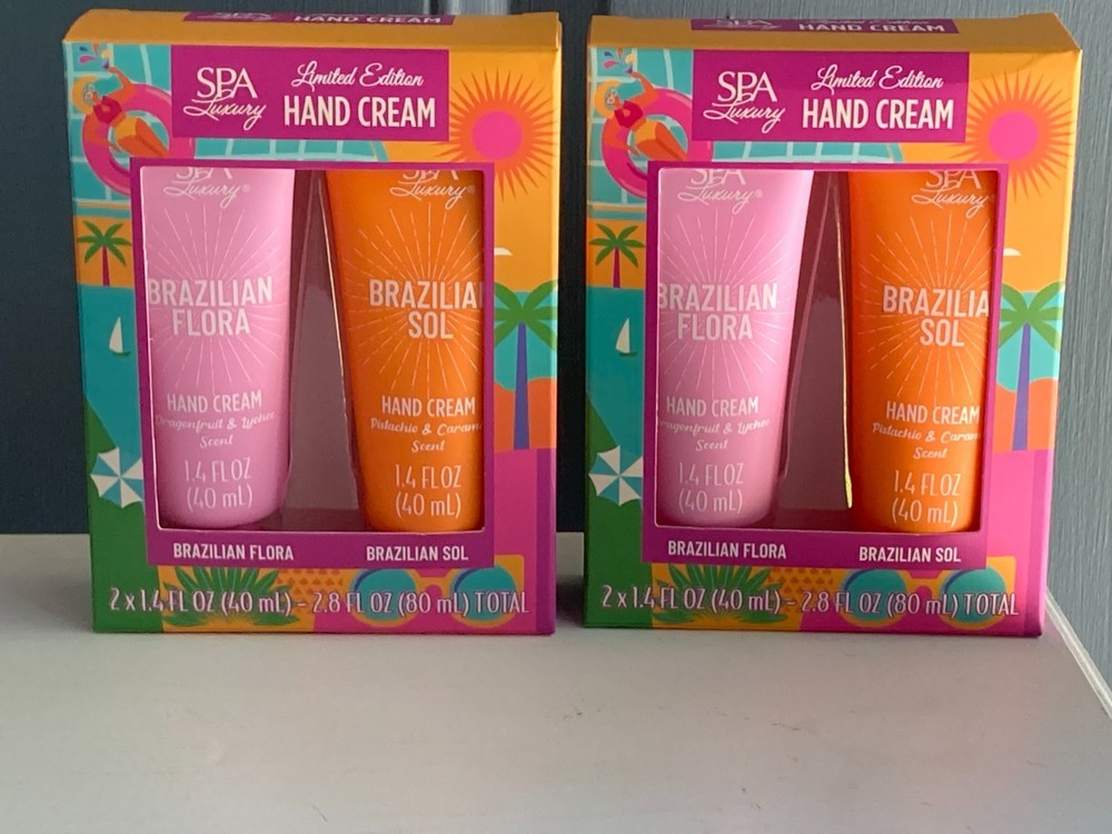 2 SPA Luxury Brazilian Flora & Sol Hand Cream Gift Sets 1.4 OZ ea tube