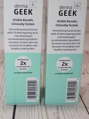 2-pack DERMA GEEK 2% Beta Hydroxy Acid Detoxifying Vegan Facial Serum 1.3oz (x2)